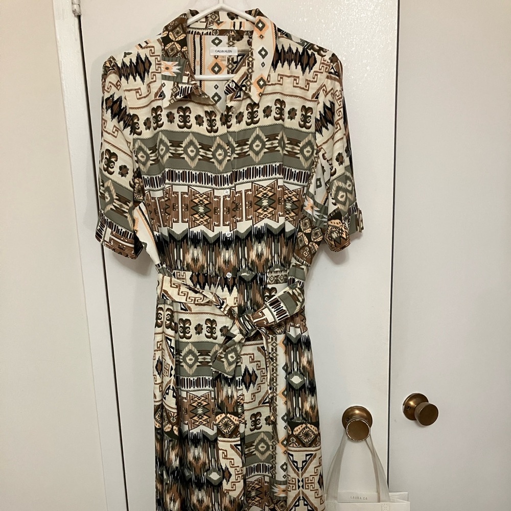 Calvin Klein Aztec-print maxi dress